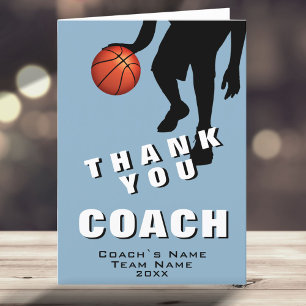 Basketball Ball Player Basketball Coach Thank You Card