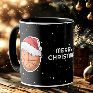 Basketball Ball Red Santa Hat Merry Christmas Mug