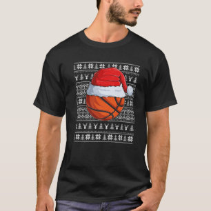 Basketball Ball Santa Hat Christmas Funny Ball San T-Shirt