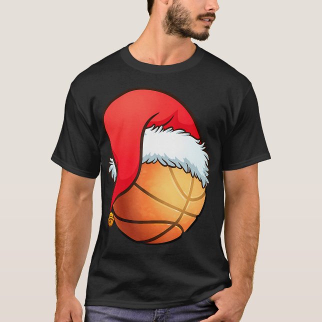 Basketball Ball Santa'S Hat Christmas Xmas Player  T-Shirt (Front)