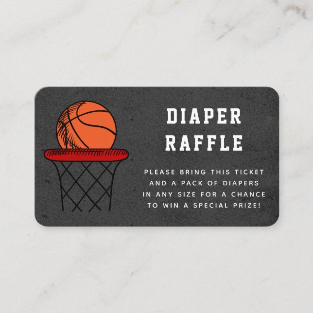 Basketball Ball Sport Diaper Raffle Baby Shower Enclosure Card (Front)