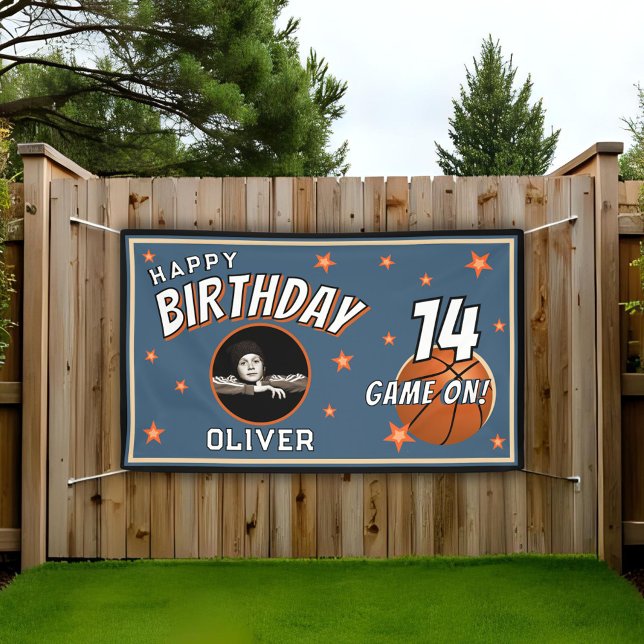 Basketball Ball Sports Birthday Photo Backdrop Banner (Creator Uploaded)
