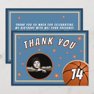 Basketball Ball Sports Birthday Photo Thank You Card