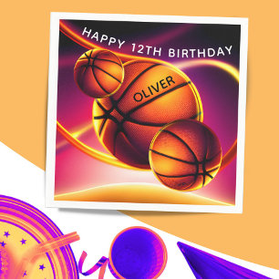 Basketball Ball Sports Happy Birthday Party Napkin