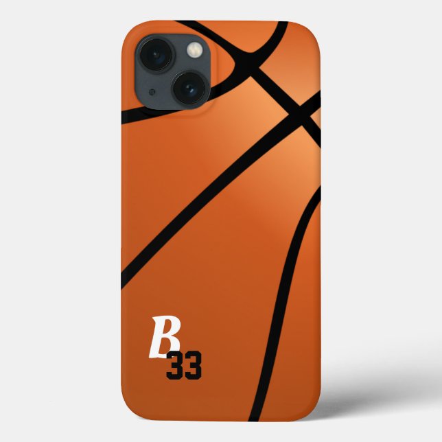 Basketball Ball Sports Monogram Player Number Case-Mate iPhone Case (Back)