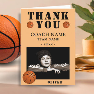 Basketball Ball Sports Photo Coach  Thank You Card