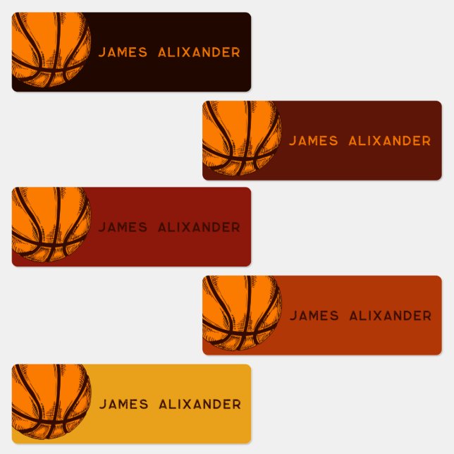 Basketball Ball Sports Simple Name Kids' Labels (Group)