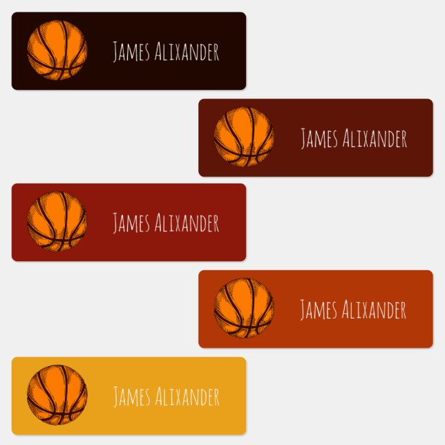 Basketball Ball Sports Simple Name Kids' Labels (Group)