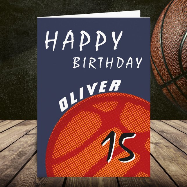 Basketball Ball Sports Teen Boys Happy Birthday Ca Card (Creator Uploaded)