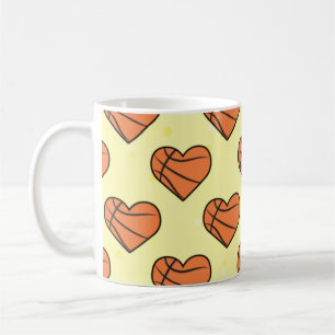 Basketball Ball Texture In Heart Shape Pattern Coffee Mug