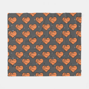Basketball Ball Texture In Heart Shape - Pattern Fleece Blanket