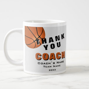 Basketball Ball Thank you Coach Large Coffee Mug