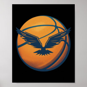 Basketball Ball With Eagle Poster