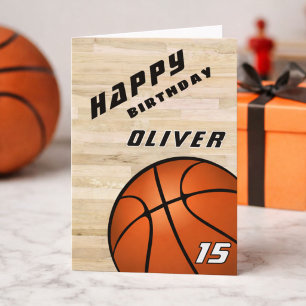 Basketball Ball Wood Floor Sports Happy Birthday Card