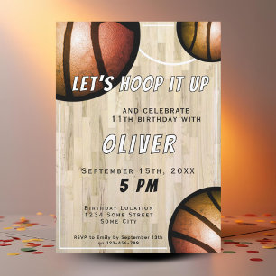 Basketball Ball Wood Floor Sports Kids Birthday  Invitation