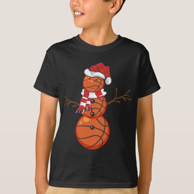 Basketball Ball Xmas Gift Snowman Basketball Chris T-Shirt (Front)