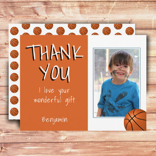Basketball Balls Boy Photo Thank you Birthday Postcard