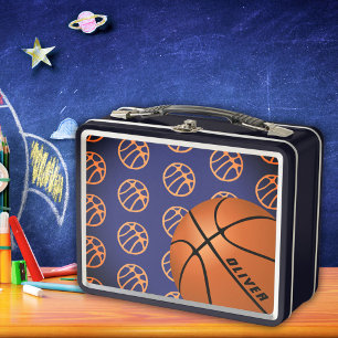Basketball Balls Pattern Sports Name Boy  Metal Lunch Box