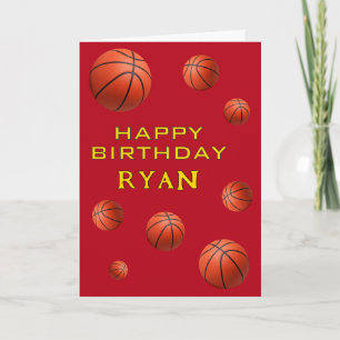 Basketball Balls Personalised Happy Birthday Kids  Card