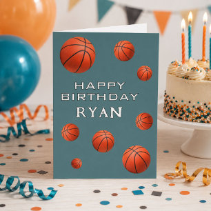 Basketball Balls Personalised Happy Birthday Kids  Card