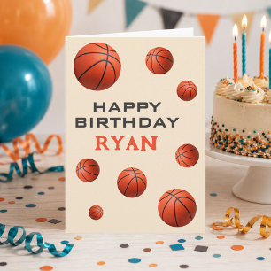 Basketball Balls Personalised Happy Birthday Kids  Card