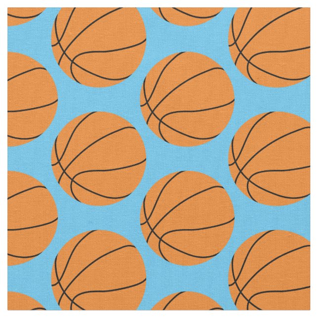 Basketball Balls Sports Teal Fabric (Close Up)