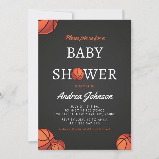Basketball Balls Sports Theme Athletic Baby Shower Save The Date (Front)