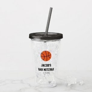 Basketball Bar Mitzvah Personalised Acrylic Tumbler