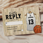 Basketball Bar Mitzvah RSVP<br><div class="desc">Bar mitzvah party response cards featuring a basketball court background,  a white jersey with your childs name,  number,  the star of david,  and a rsvp template that is easy to customise.</div>