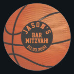 Basketball Bar Mitzvah Sticker Orange Black<br><div class="desc">Personalised orange and black basketball Bar Mitzvah envelope seals or favour stickers. Basketball ball with personalised name and date.</div>
