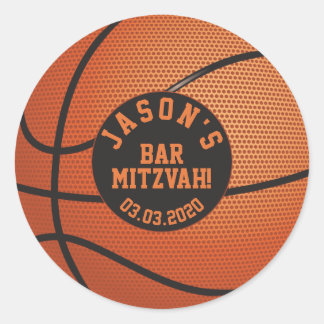 Basketball Bar Mitzvah Sticker Orange Black