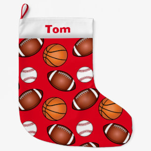 Basketball Baseball Football Customisable Large Christmas Stocking