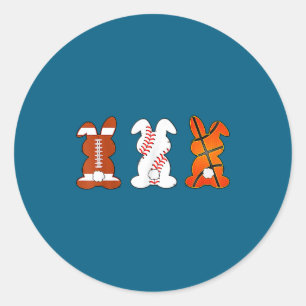 Basketball baseball football sports easter bunny classic round sticker
