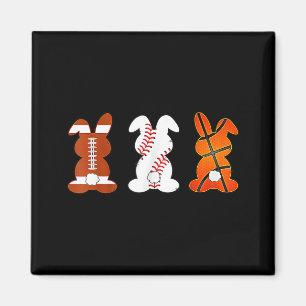 Basketball baseball football sports easter bunny magnet