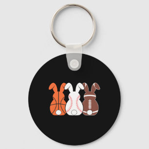 Basketball Baseball Football Sports Easter Bunny R Key Ring
