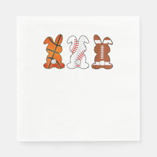 Basketball Baseball Football Sports Easter Bunny R Napkin