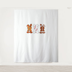 Basketball Baseball Football Sports Easter Bunny R Tapestry