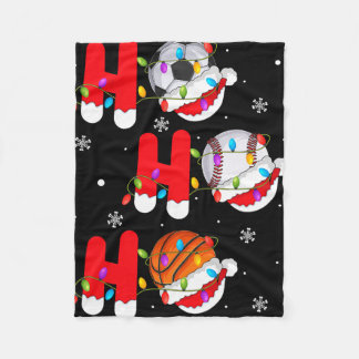 Basketball Baseball Soccer Christmas Ho Ho Ho Sant Fleece Blanket