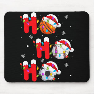 Basketball Baseball Soccer Christmas Ho Ho Ho Sant Mouse Pad