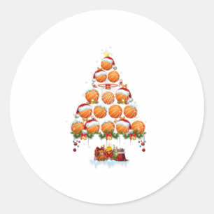 Basketball Basketball Santa Xmas Tree L Classic Round Sticker
