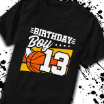 Basketball Birthday 13 Year Old Boy 13th Birthday T-Shirt<br><div class="desc">This basketball birthday party design is perfect for a 13 year old boy's basketball theme birthday party to celebrate their 13th birthday! Great for kids that love to play basketball,  watch basketball or future basketball star players! Features a basketball graphic w/ number 13 for a boy's 13th birthday.</div>