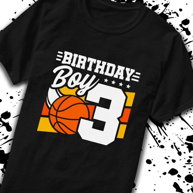 Basketball Birthday 3 Year Old Boy 3rd Birthday T-Shirt (Creator Uploaded)