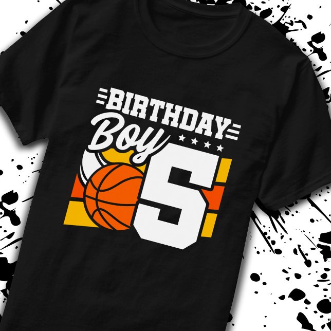 Basketball Birthday 5 Year Old Boy 5th Birthday T-Shirt (Creator Uploaded)