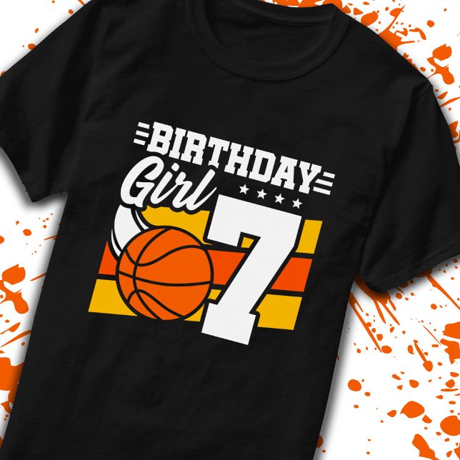 Basketball Birthday 7 Year Old Girl 7th Birthday T-Shirt (Creator Uploaded)