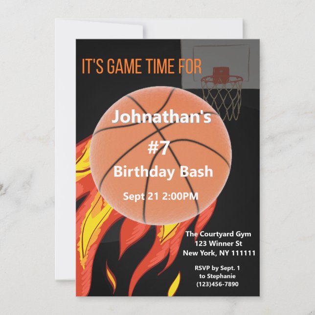 Basketball Birthday Bash- It's Game Time Invitation (Front)