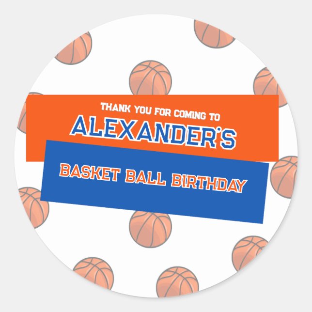 Basketball Birthday Bash Sticker (Front)