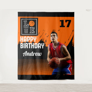 Basketball Birthday, Basketball Player  Backdrops Tapestry