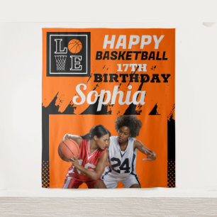 Basketball Birthday, Basketball Player Backdrops Tapestry