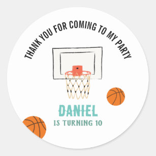 Basketball Birthday Classic Round Sticker