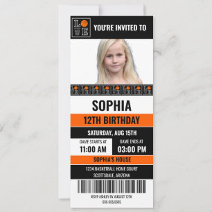 Basketball Birthday Girl, Basketball player Invitation